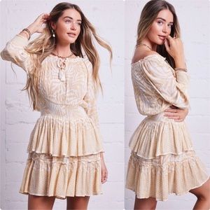Patrons of Peace Sand-Ta Baby Mini Dress Tiered Ruffle Stretch Smocked NWT